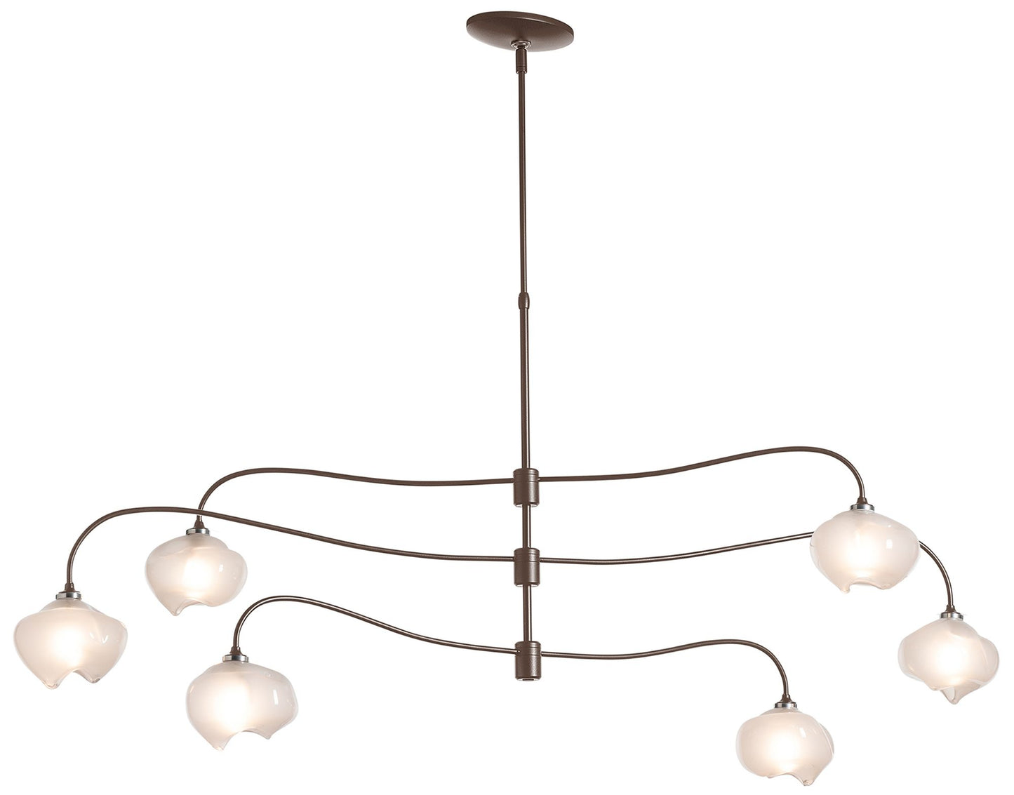 Ume 6-Light Large Pendant - Bronze Finish - Frosted Glass - Standard Height