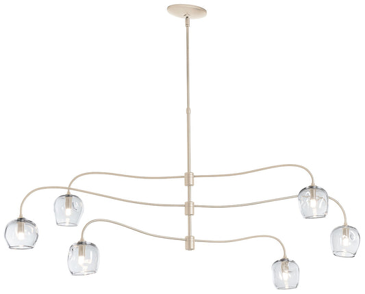 Ume 6-Light Large Pendant - Gold Finish - Clear Glass - Standard Height