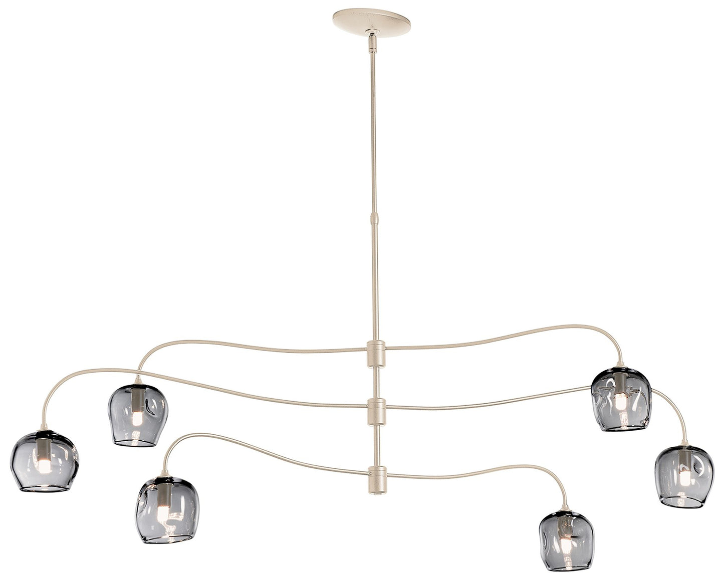 Ume 6-Light Large Pendant - Gold Finish - Cool Grey Glass - Standard Height