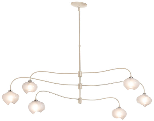 Ume 6-Light Large Pendant - Gold Finish - Frosted Glass - Standard Height