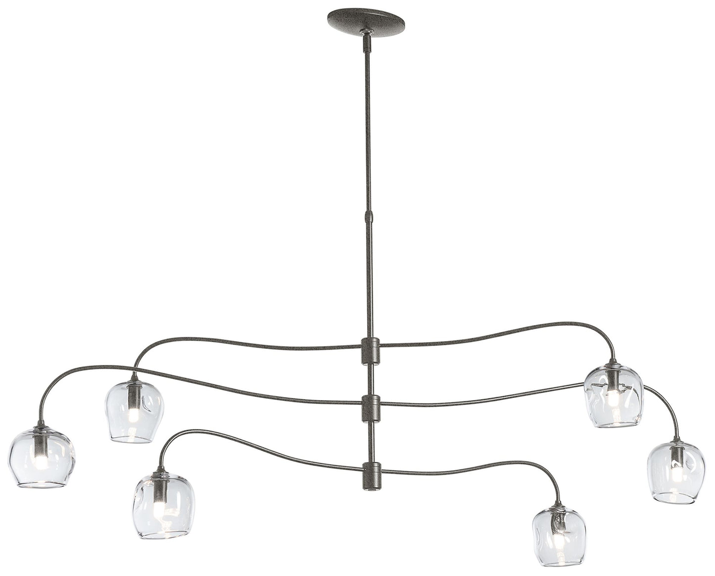 Ume 6-Light Large Pendant - Iron Finish - Clear Glass - Standard Height