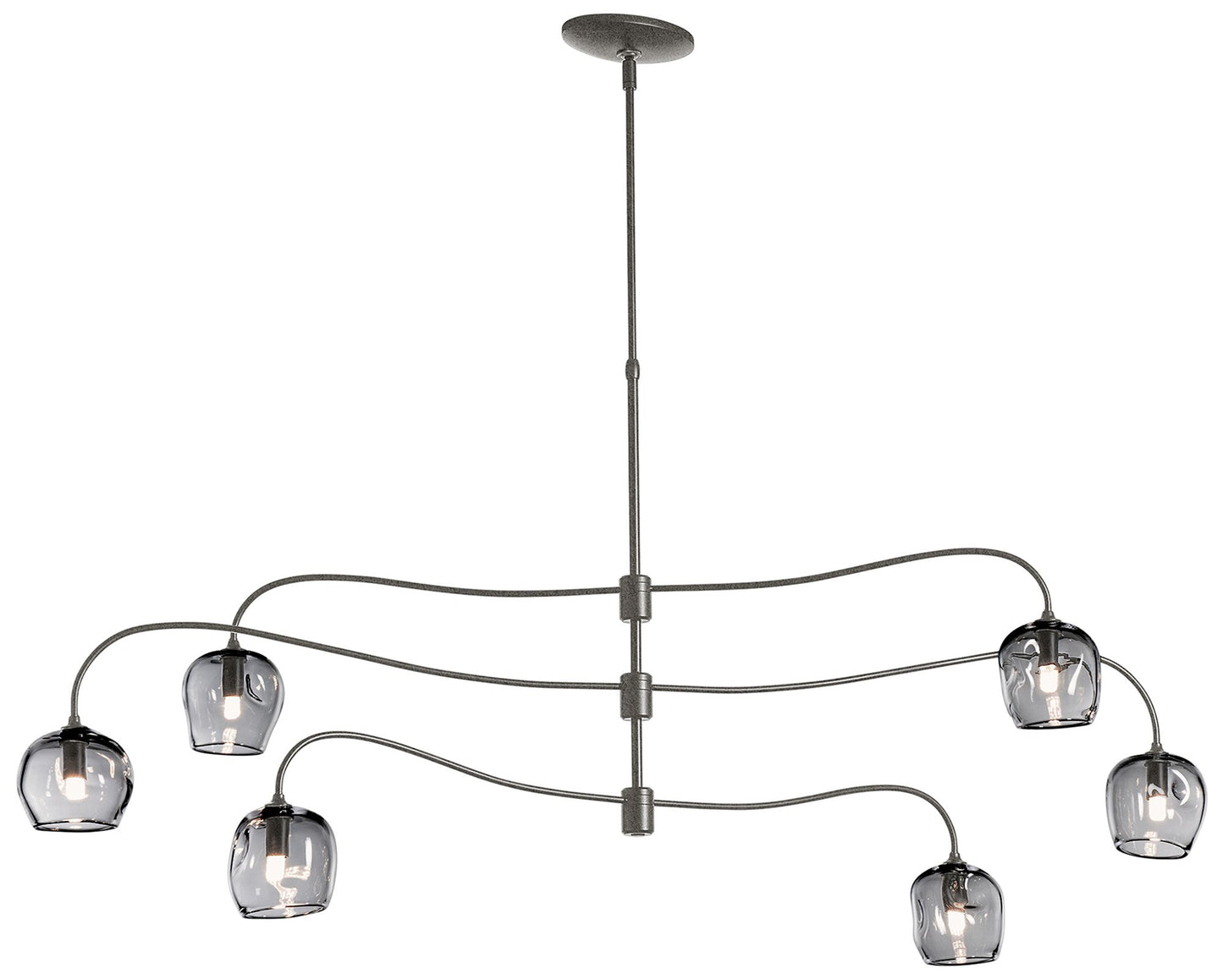 Ume 6-Light Large Pendant - Iron Finish - Cool Grey Glass - Standard Height