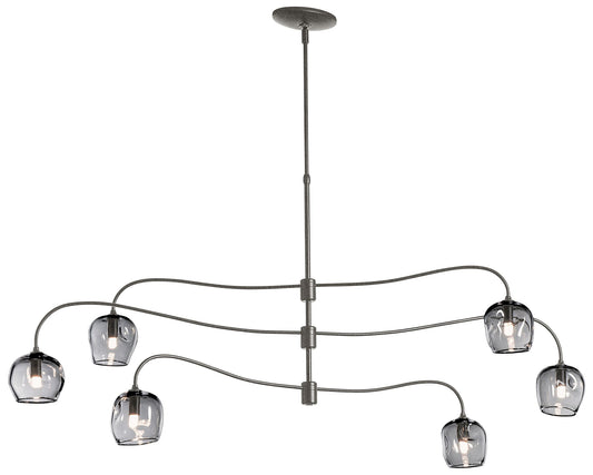 Ume 6-Light Large Pendant - Iron Finish - Cool Grey Glass - Standard Height