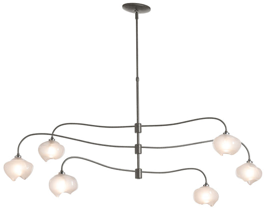 Ume 6-Light Large Pendant - Iron Finish - Frosted Glass - Standard Height