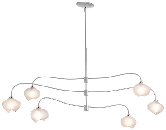 Ume 6-Light Large Pendant - Platinum - Frosted Glass - Standard Height