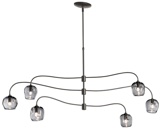 Ume 6-Light Large Pendant - Smoke - Cool Grey Glass - Standard Height