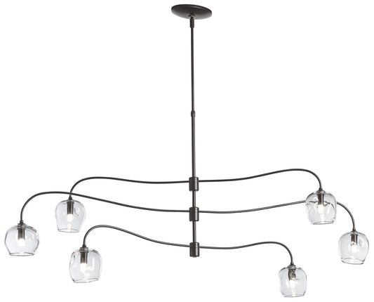 Ume 6-Light Large Pendant - Smoke Finish - Clear Glass - Standard Height