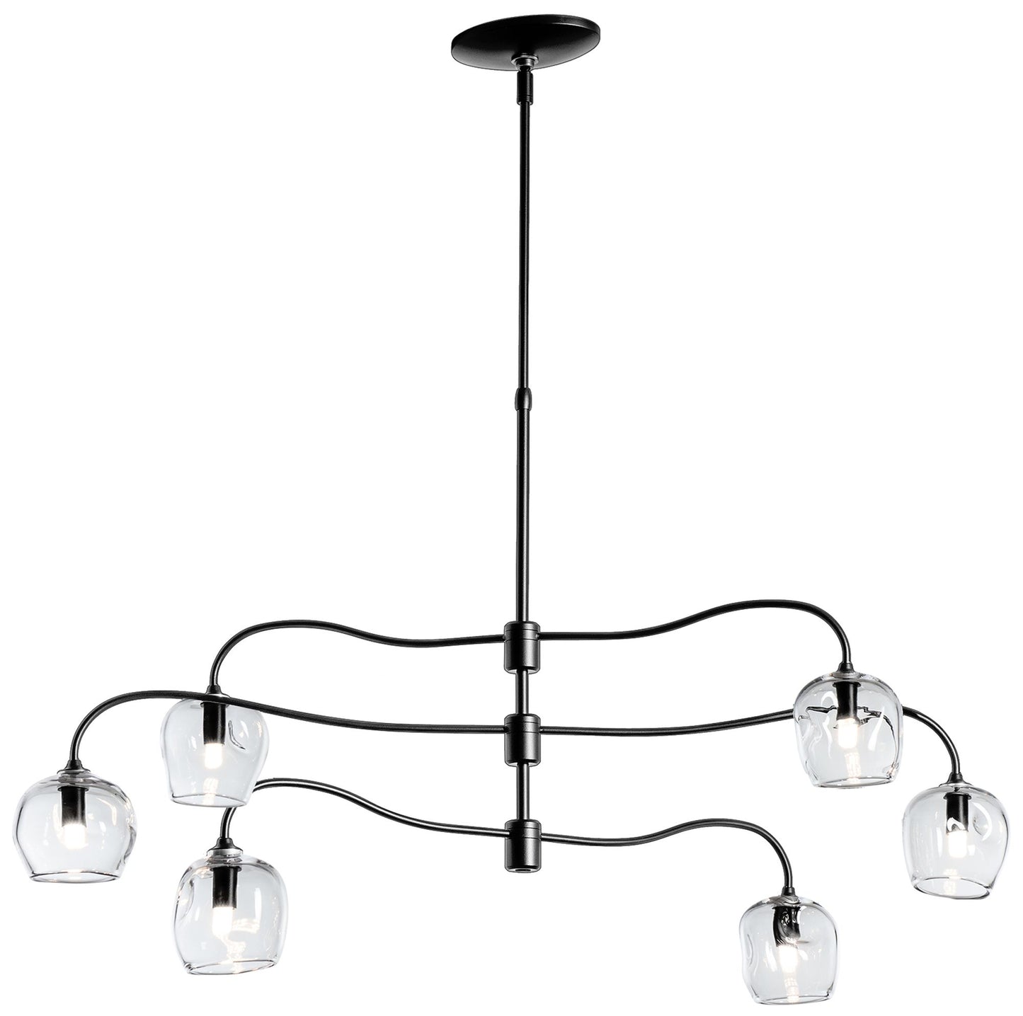 Ume 6-Light Pendant - Black Finish - Clear Glass - Standard Height