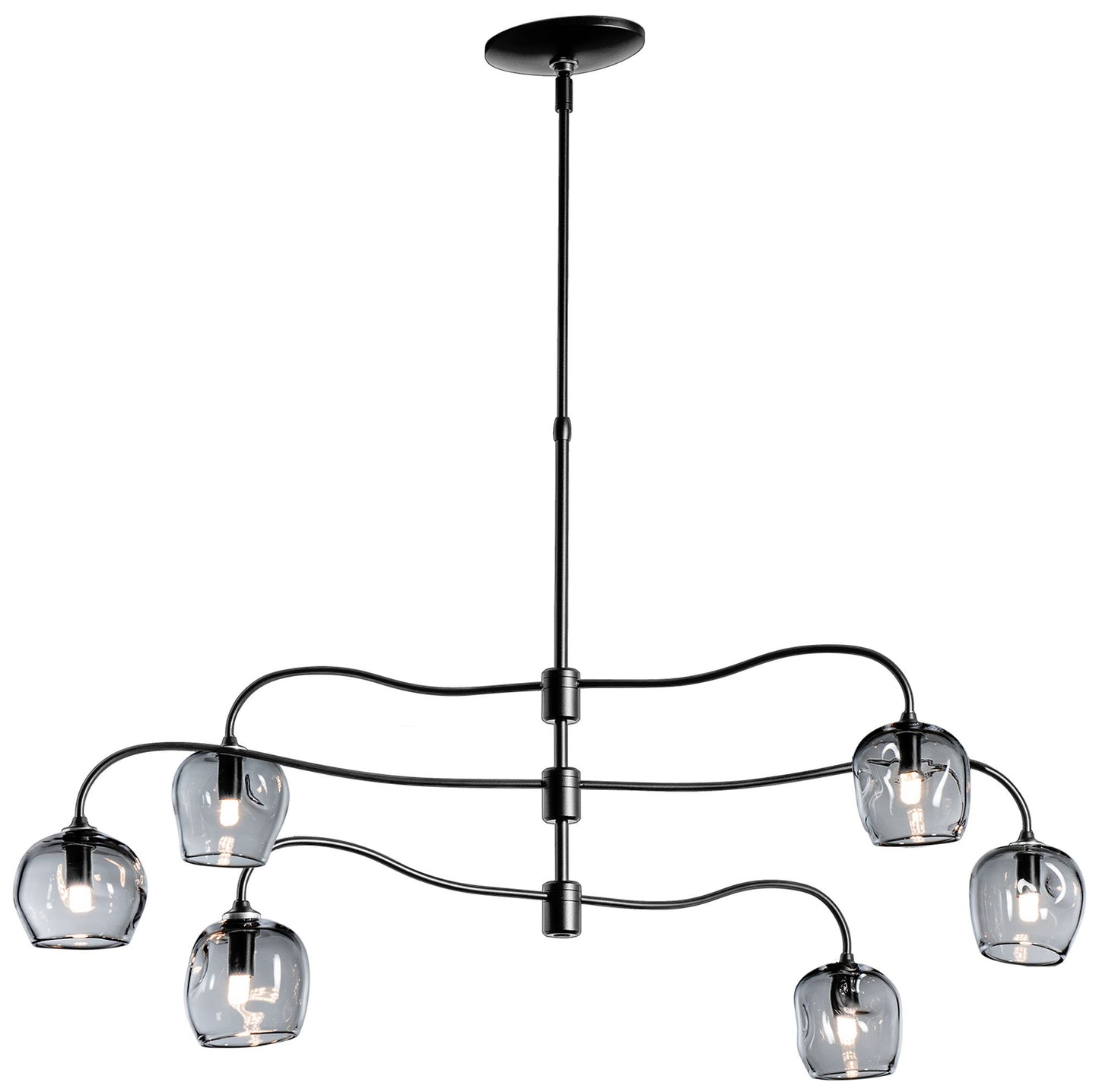 Ume 6-Light Pendant - Black Finish - Cool Grey Glass - Standard Height