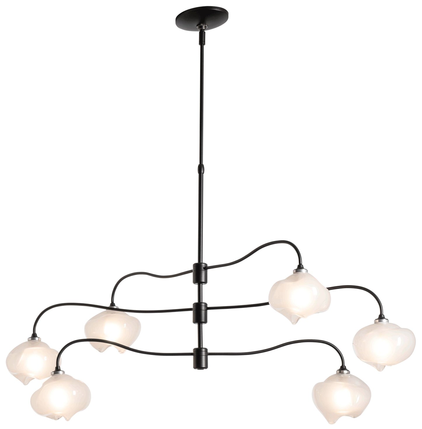 Ume 6-Light Pendant - Black Finish - Ume Frosted Glass - Standard Height