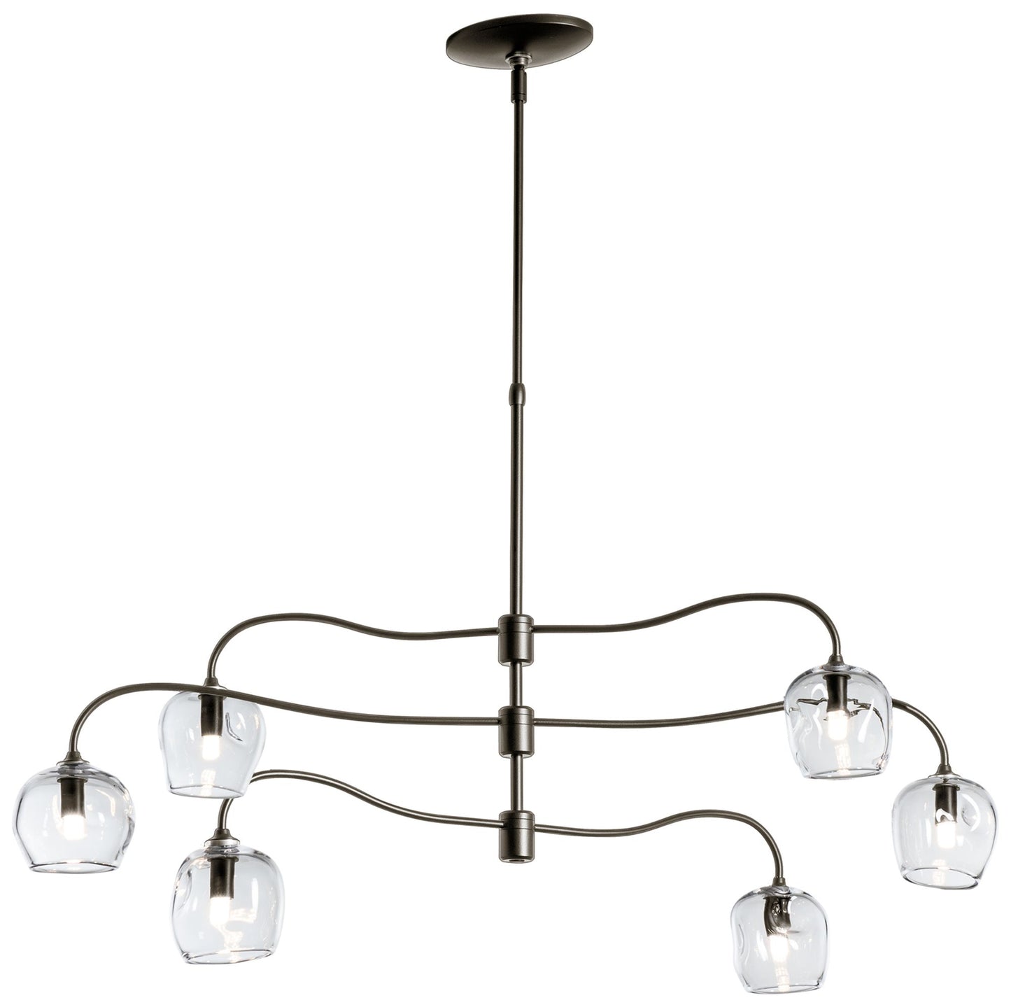 Ume 6-Light Pendant - Bronze Finish - Clear Glass - Standard Height