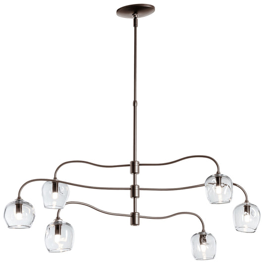 Ume 6-Light Pendant - Bronze Finish - Clear Glass - Standard Height