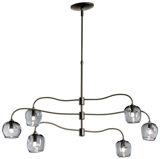 Ume 6-Light Pendant - Bronze Finish - Cool Grey Glass - Standard Height