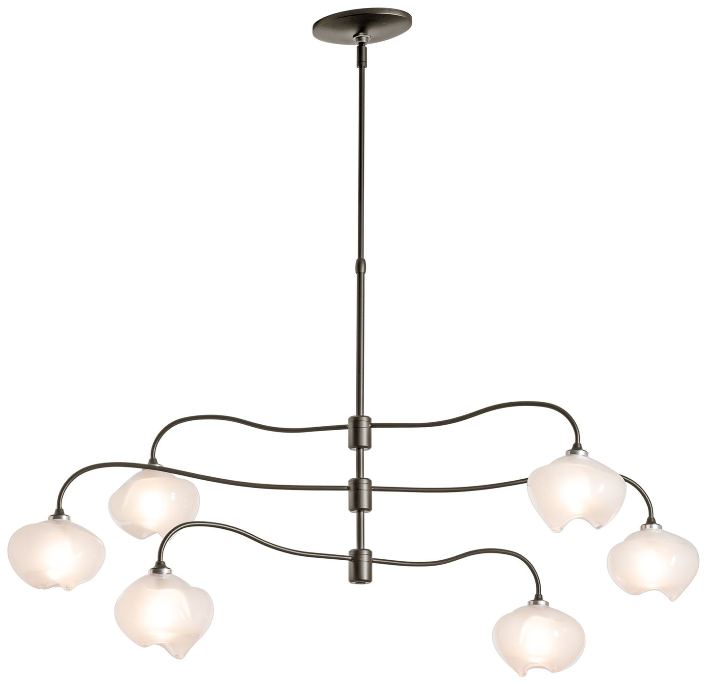 Ume 6-Light Pendant - Bronze Finish - Frosted Glass - Standard Height