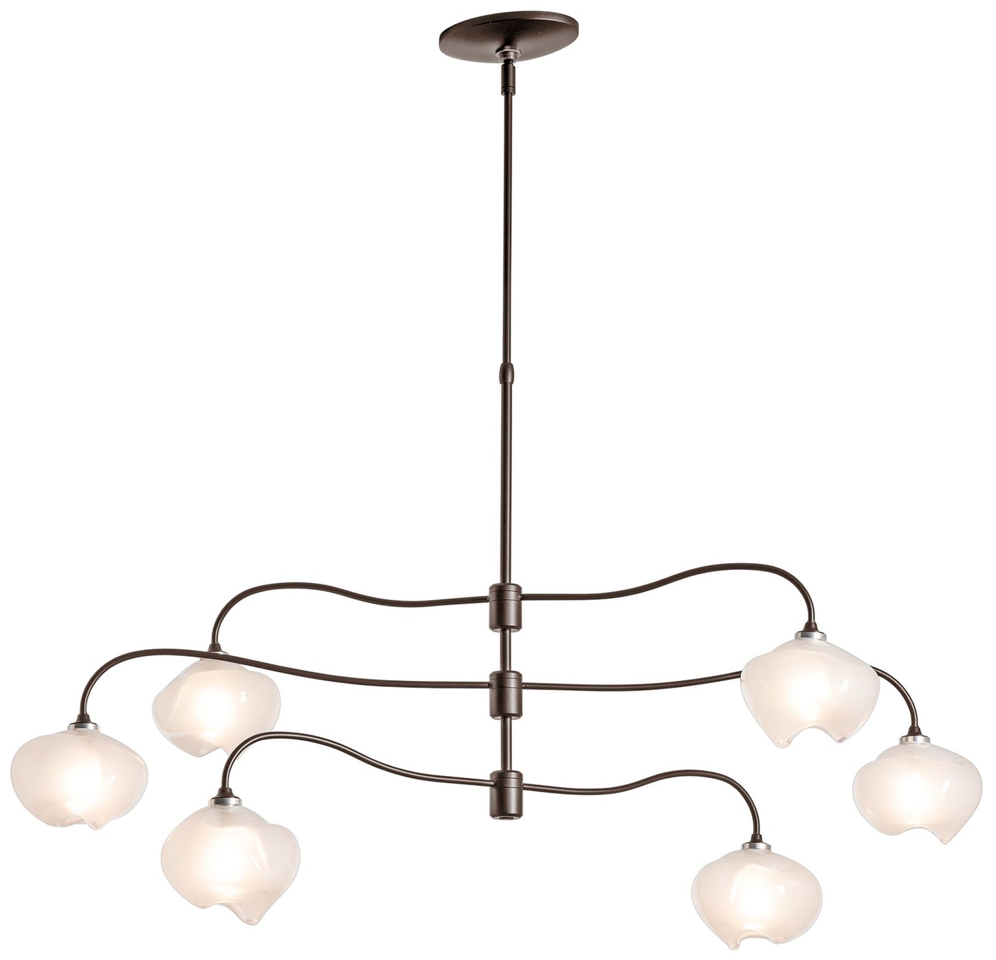 Ume 6-Light Pendant - Bronze Finish - Ume Frosted Glass - Standard Height