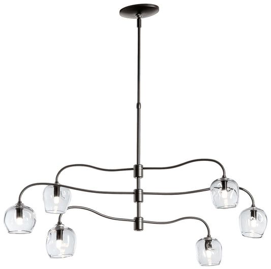 Ume 6-Light Pendant - Dark Smoke Finish - Clear Glass - Standard Height