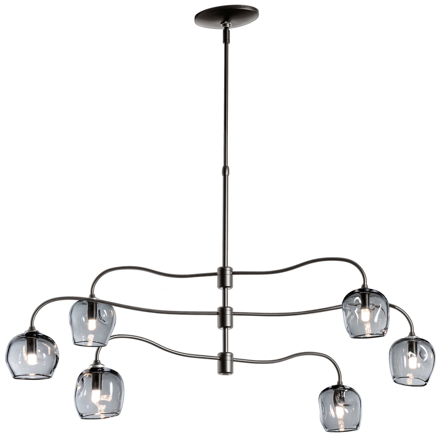 Ume 6-Light Pendant - Dark Smoke Finish - Cool Grey Glass - Standard Height