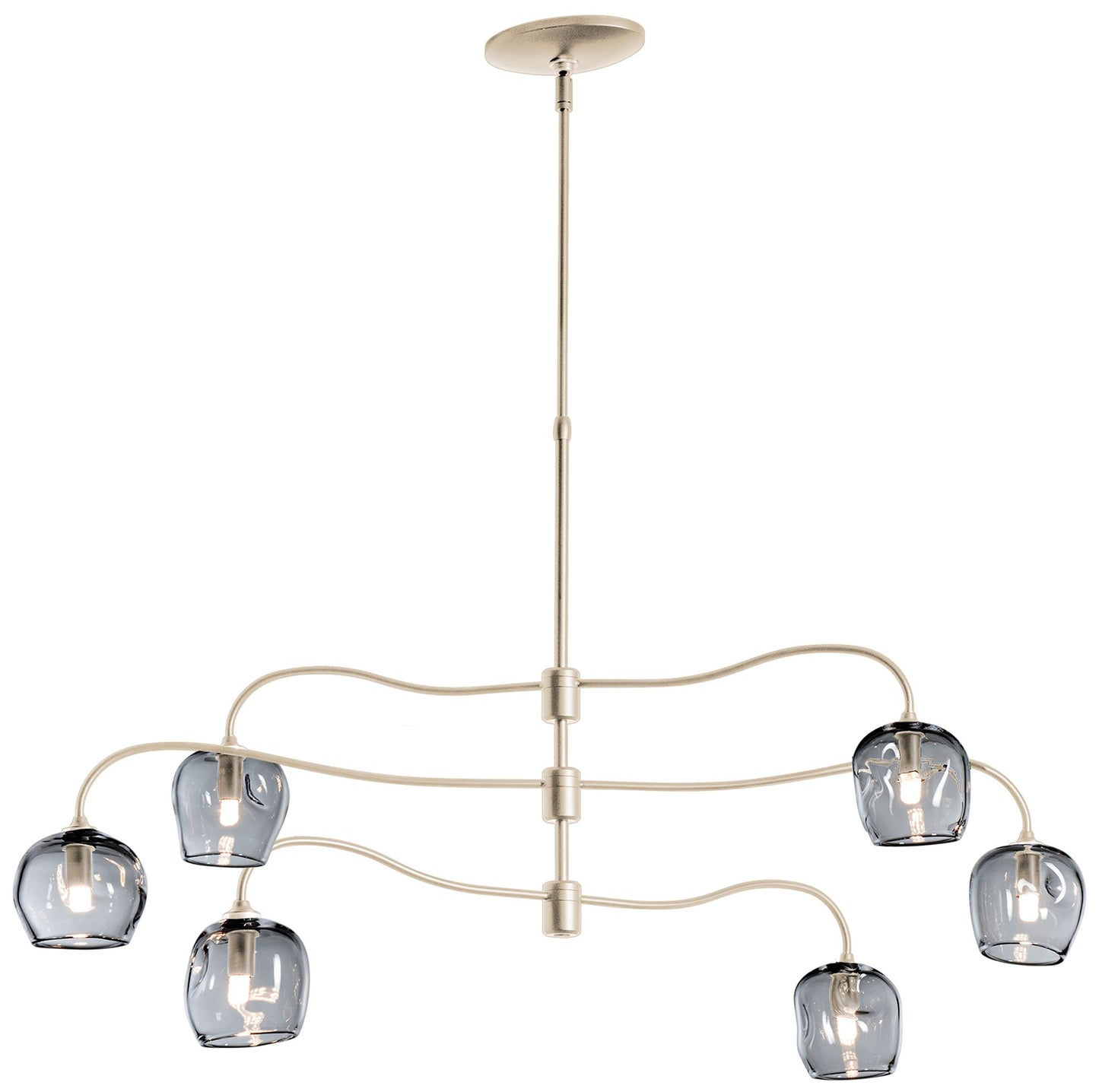 Ume 6-Light Pendant - Gold Finish - Cool Grey Glass - Standard Height