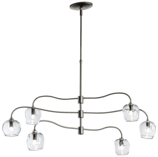 Ume 6-Light Pendant - Iron Finish - Clear Glass - Standard Height