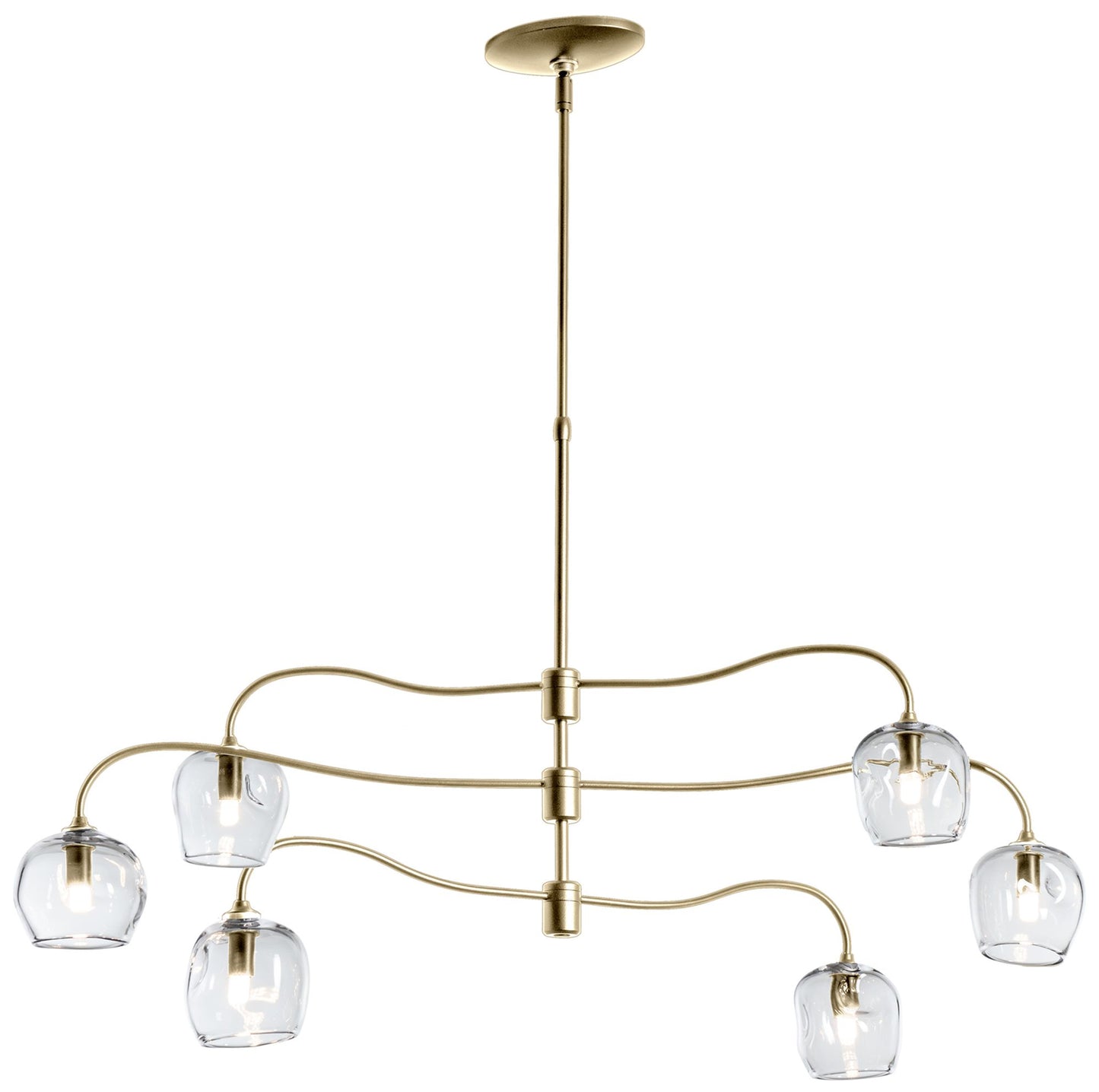 Ume 6-Light Pendant - Modern Brass Finish - Clear Glass - Standard Height