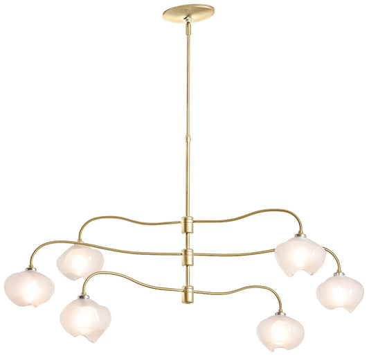 Ume 6-Light Pendant - Modern Brass Finish - Frosted Glass - Standard Height