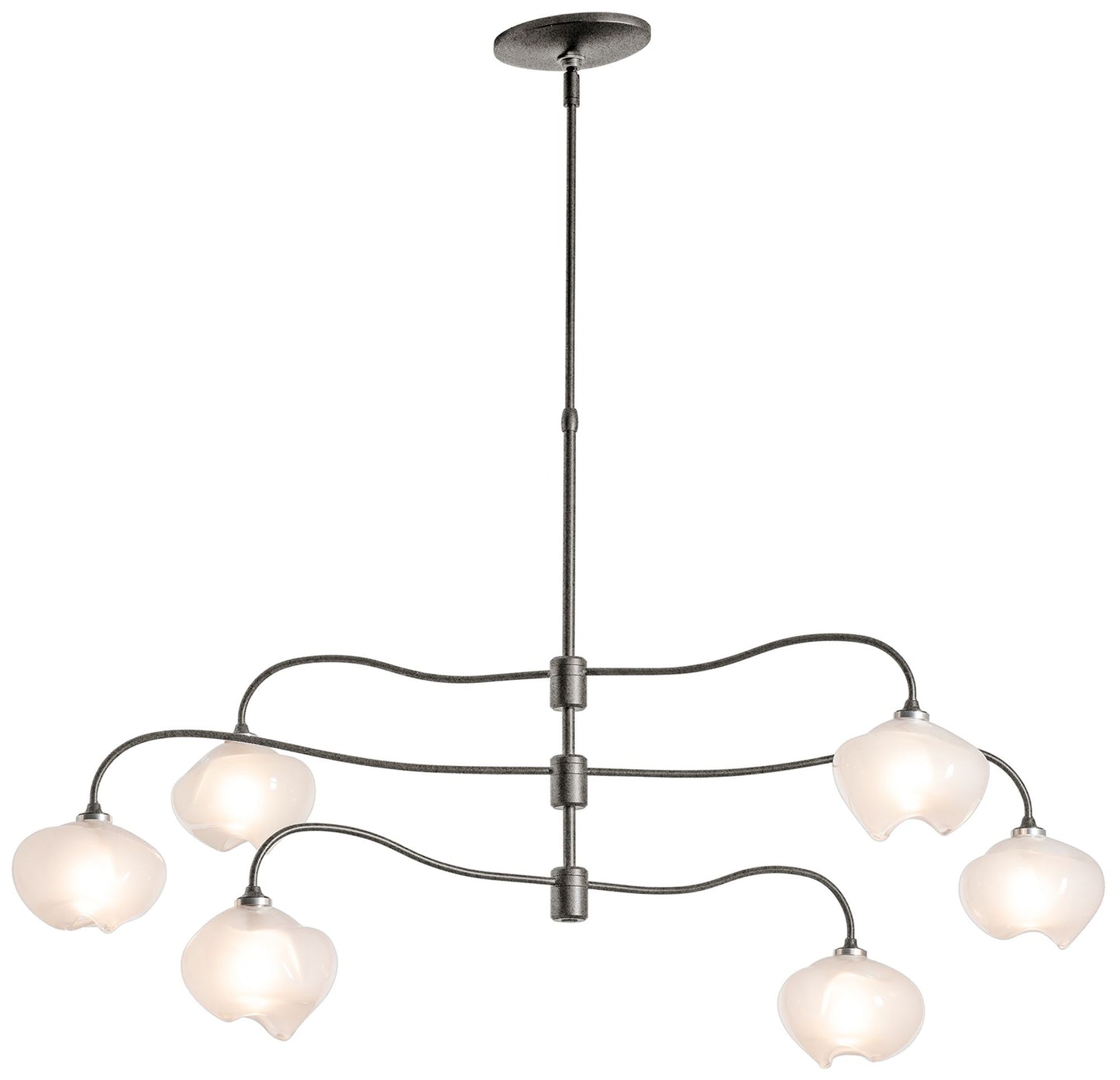 Ume 6-Light Pendant - Natural Iron Finish - Frosted Glass - Standard Height