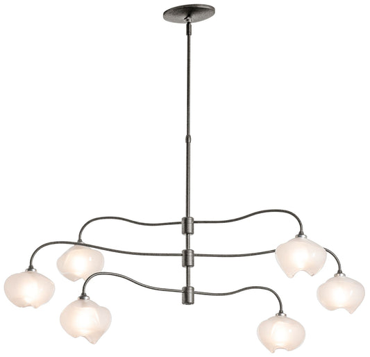 Ume 6-Light Pendant - Natural Iron Finish - Frosted Glass - Standard Height