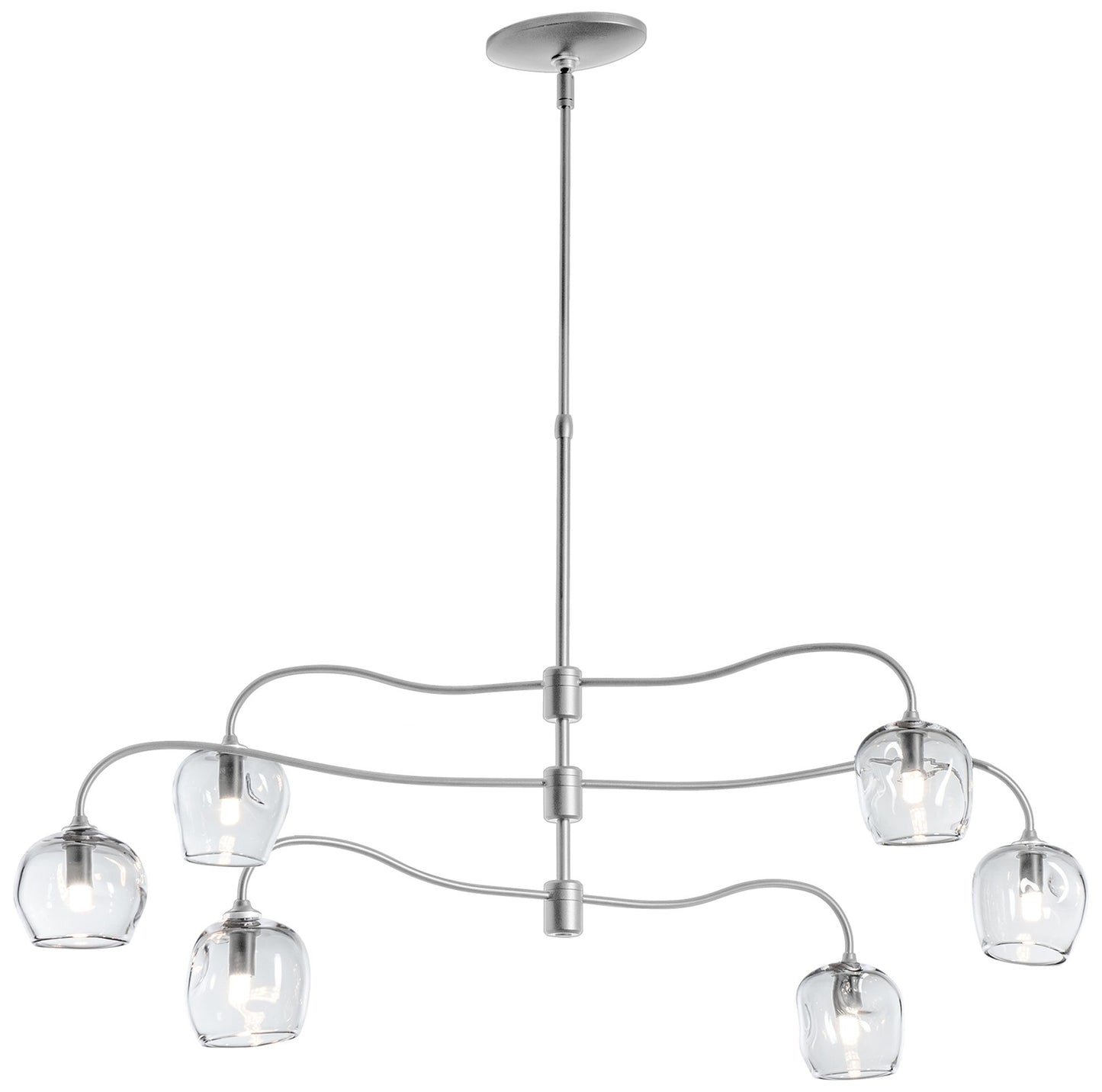 Ume 6-Light Pendant - Platinum Finish - Clear Glass - Standard Height