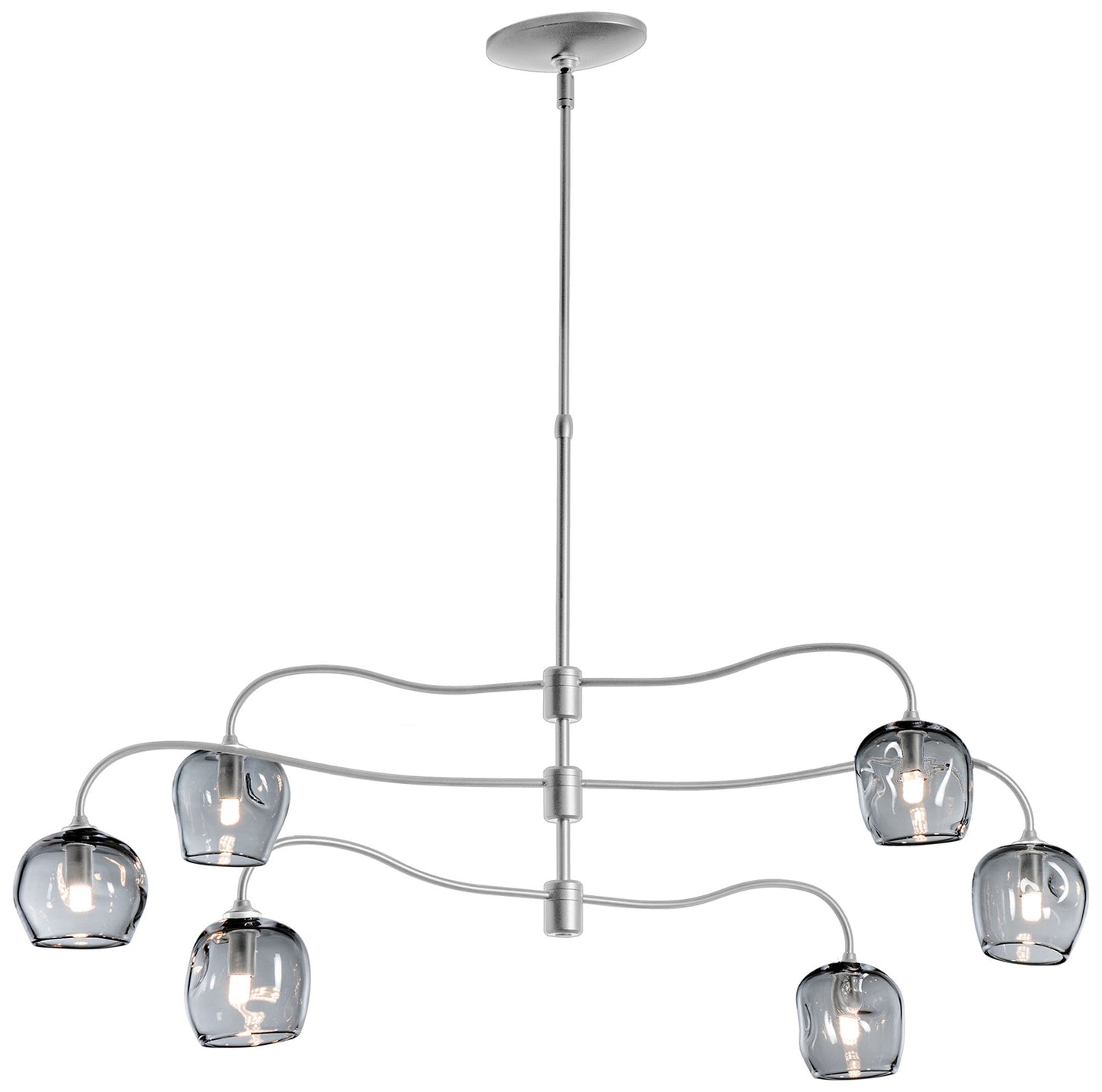 Ume 6-Light Pendant - Platinum Finish - Cool Grey Glass - Standard Height