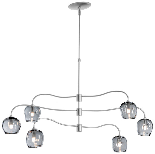 Ume 6-Light Pendant - Platinum Finish - Cool Grey Glass - Standard Height