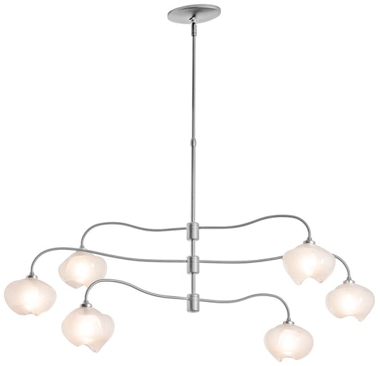 Ume 6-Light Pendant - Platinum Finish - Frosted Glass - Standard Height