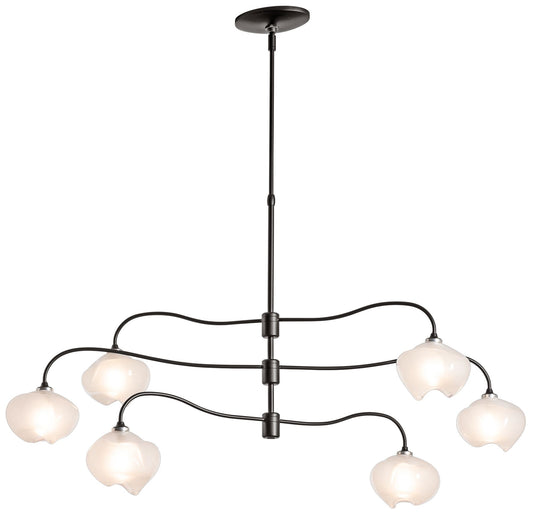 Ume 6-Light Pendant - Smoke Finish - Frosted Glass - Standard Height