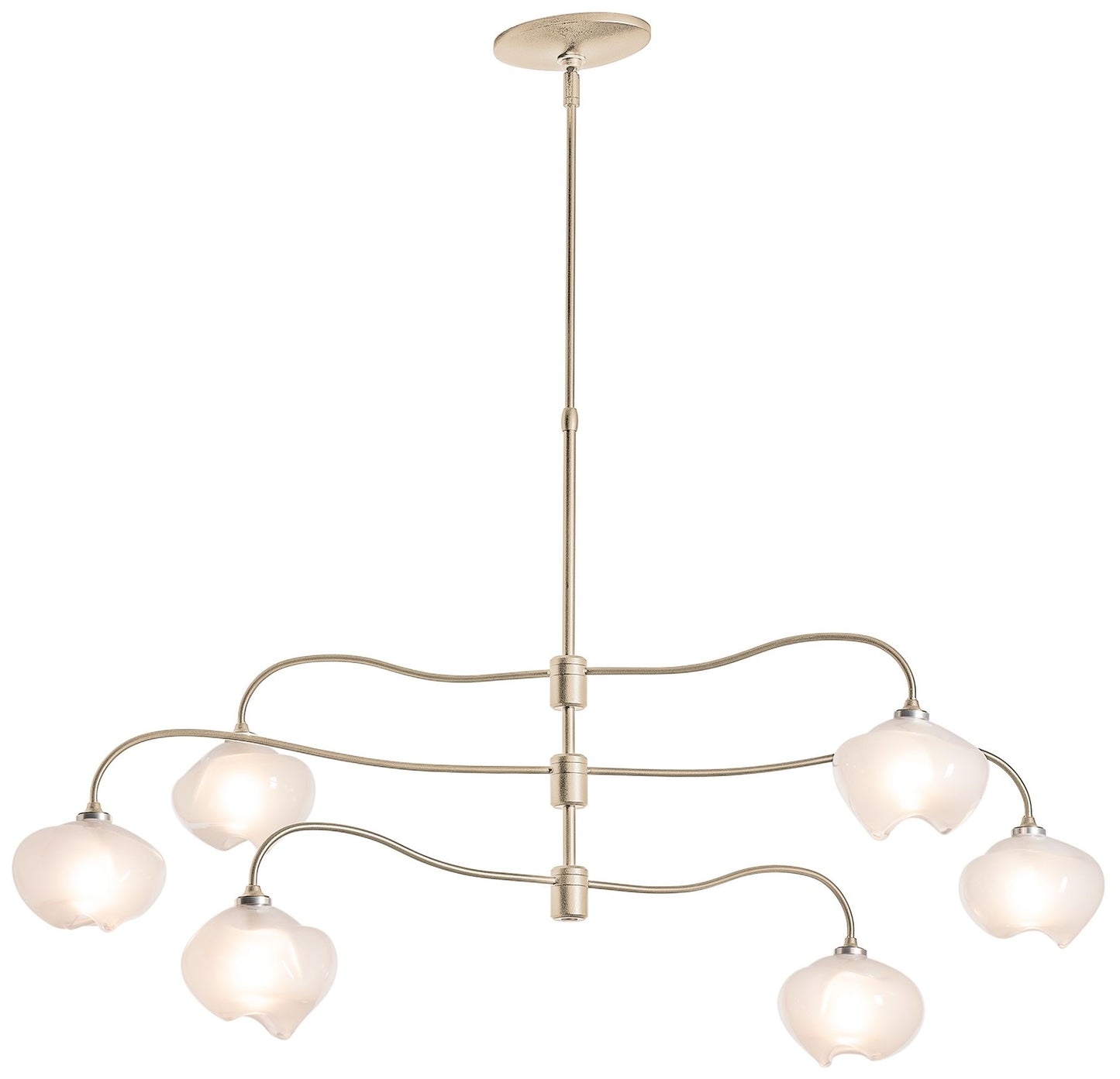 Ume 6-Light Pendant - Soft Gold Finish - Frosted Glass - Standard Height