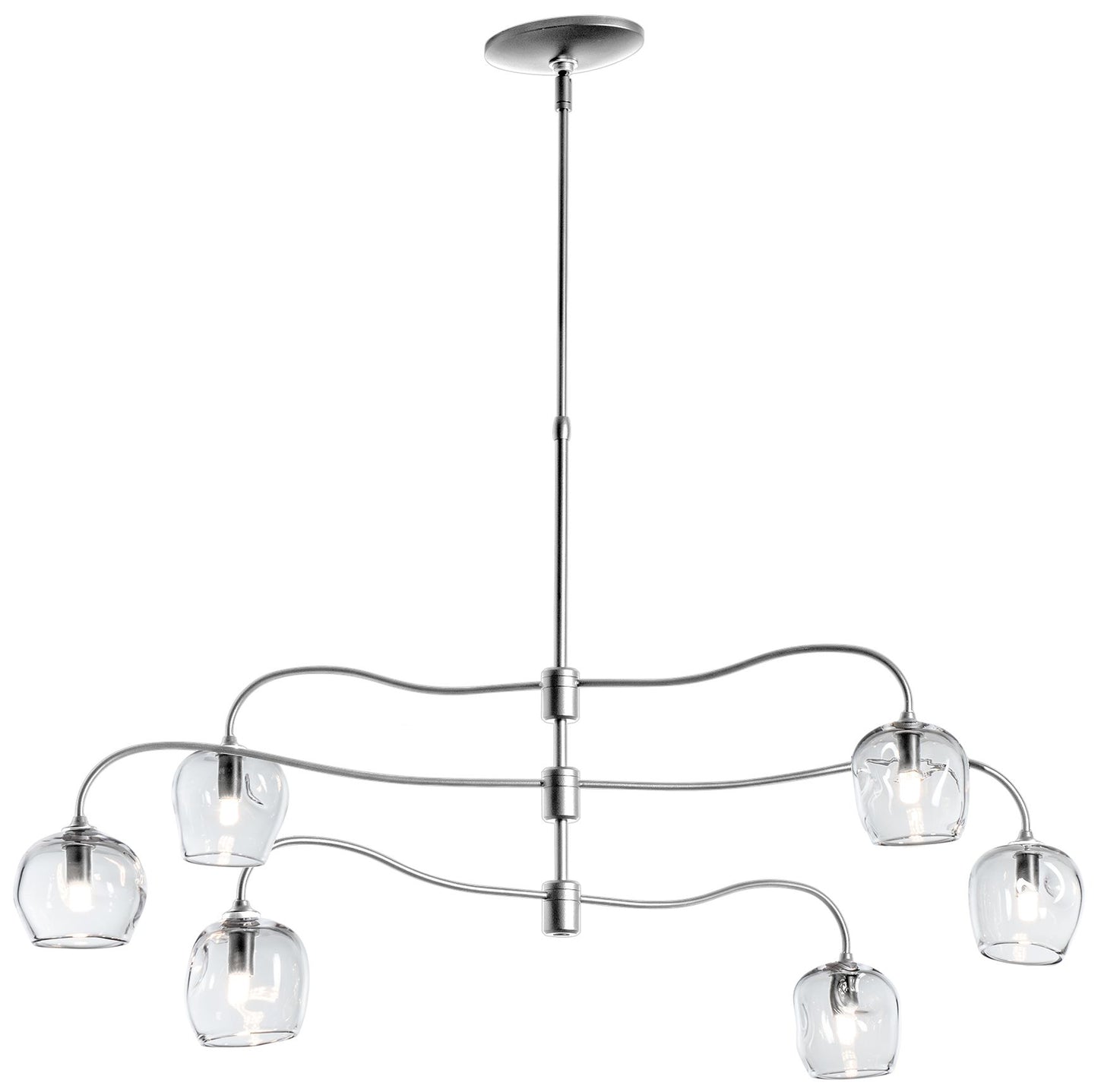 Ume 6-Light Pendant - Sterling Finish - Clear Glass - Standard Height