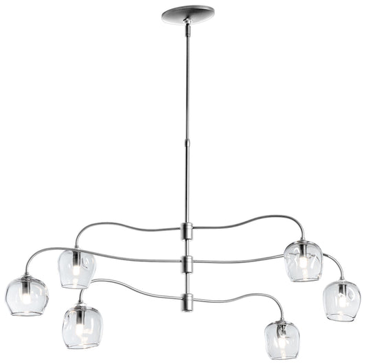 Ume 6-Light Pendant - Sterling Finish - Clear Glass - Standard Height