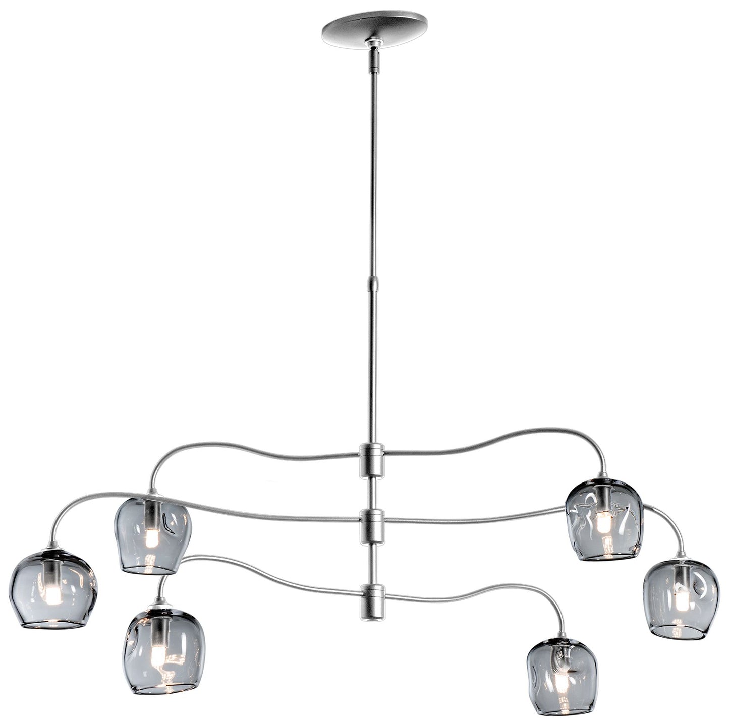 Ume 6-Light Pendant - Sterling Finish - Cool Grey Glass - Standard Height