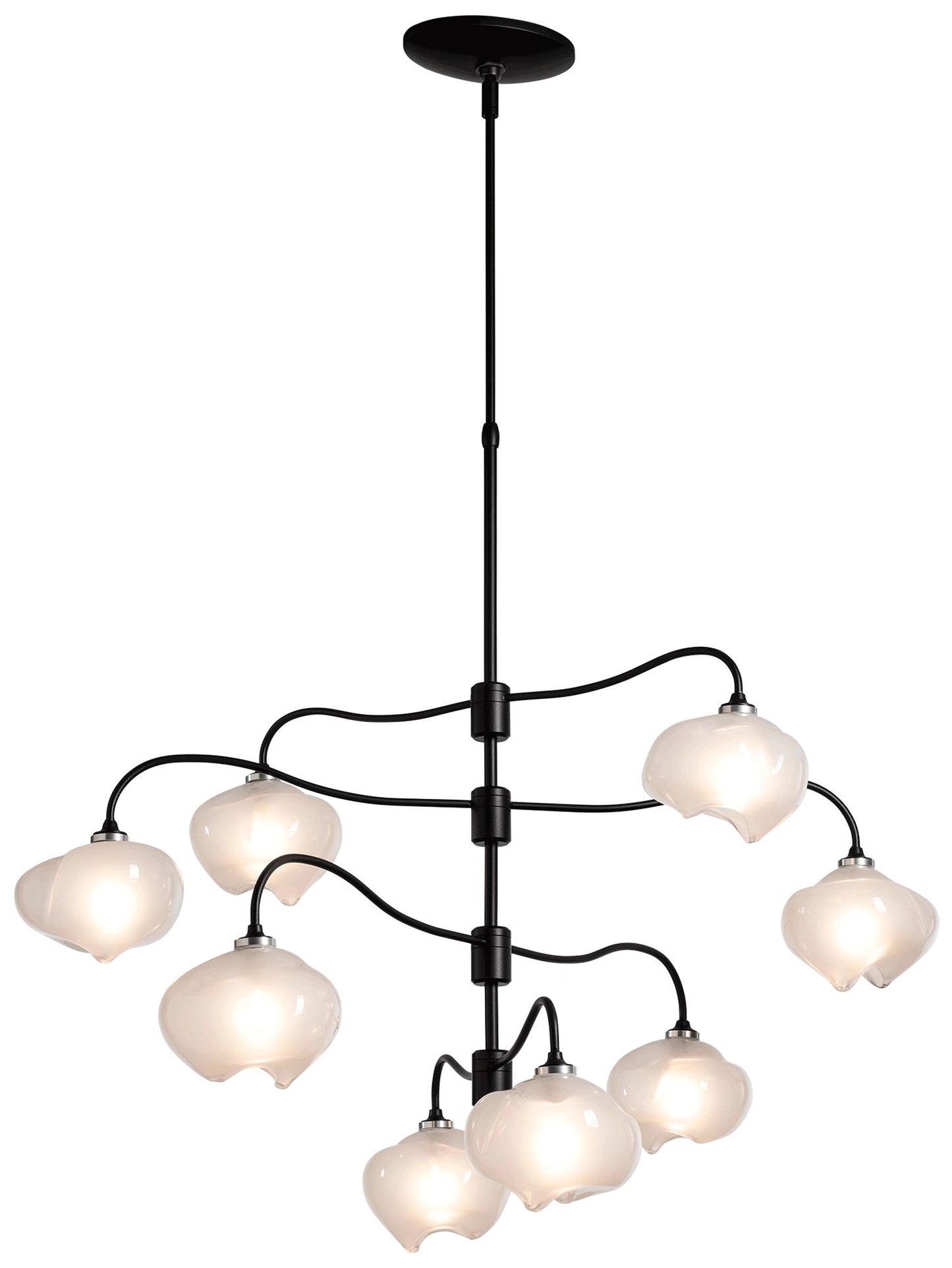 Ume 8-Light Pendant - Black Finish - Ume Frosted Glass - Standard Height