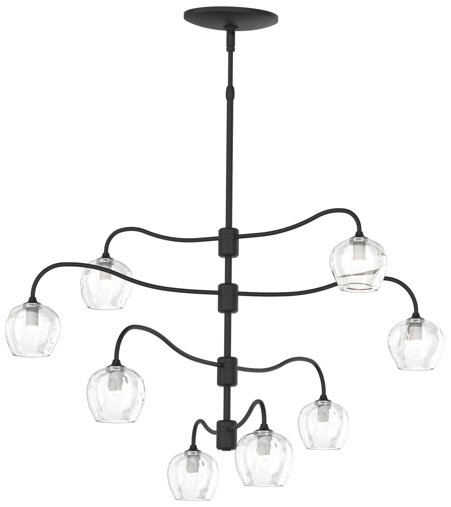 Ume 8-Light Pendant - Black - Thumbprint Clear