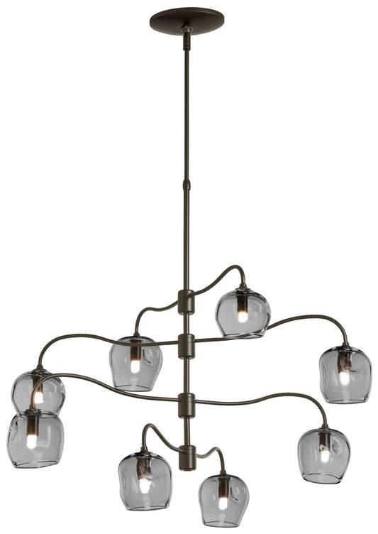 Ume 8-Light Pendant - Bronze Finish - Cool Grey Glass - Standard Height