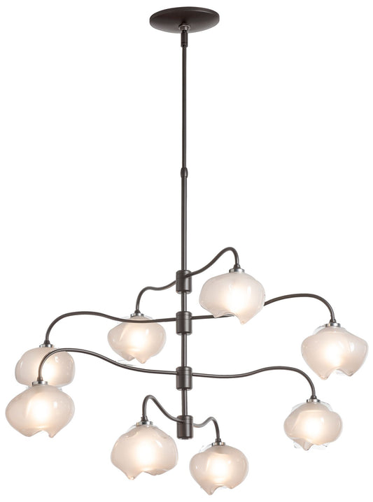 Ume 8-Light Pendant - Dark Smoke Finish - Frosted Glass - Standard Height