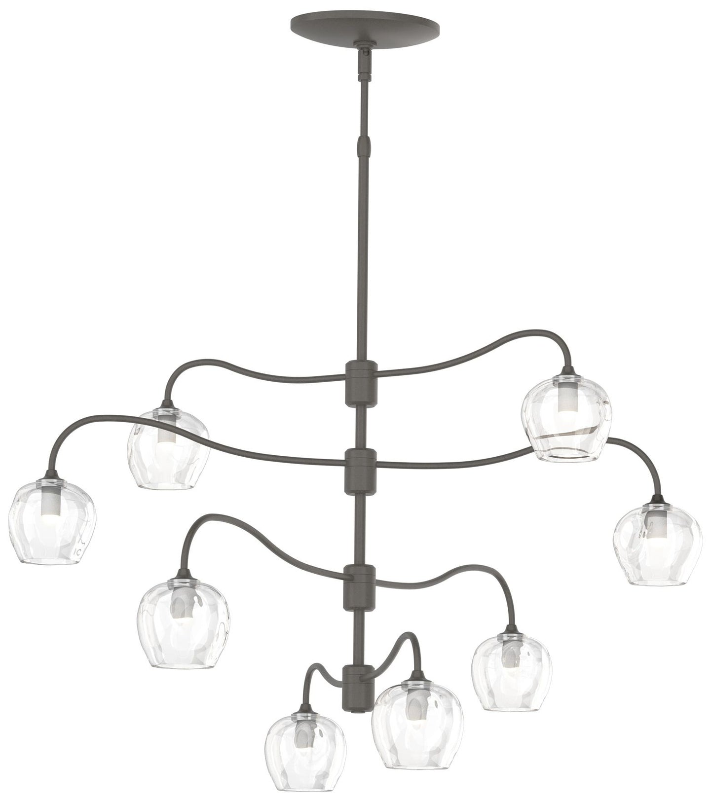 Ume 8-Light Pendant - Dark Smoke - Thumbprint Clear