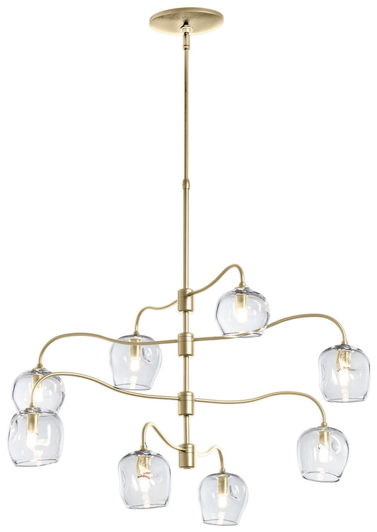 Ume 8-Light Pendant - Modern Brass Finish - Clear Glass - Standard Height