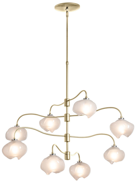 Ume 8-Light Pendant - Modern Brass Finish - Frosted Glass - Standard Height