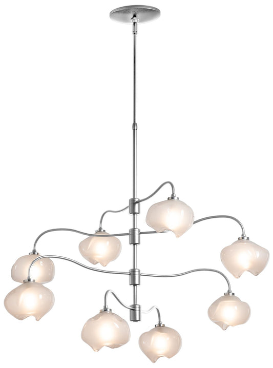 Ume 8-Light Pendant - Sterling Finish - Ume Frosted Glass - Standard Height