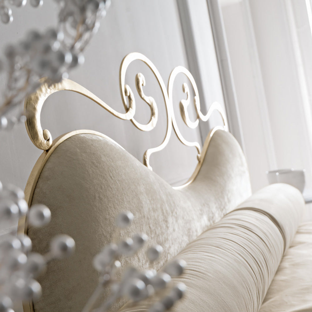 Upholstered Gold Leaf Swirls Bed