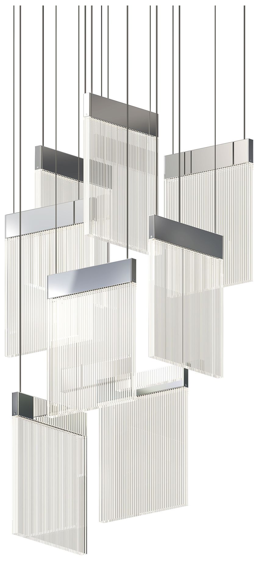 V Panels 16.25" Wide 8 Light Polished Chrome Pendant