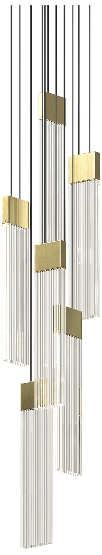 V Panels 6.75" Wide 6 Light Brass Thin Pendant