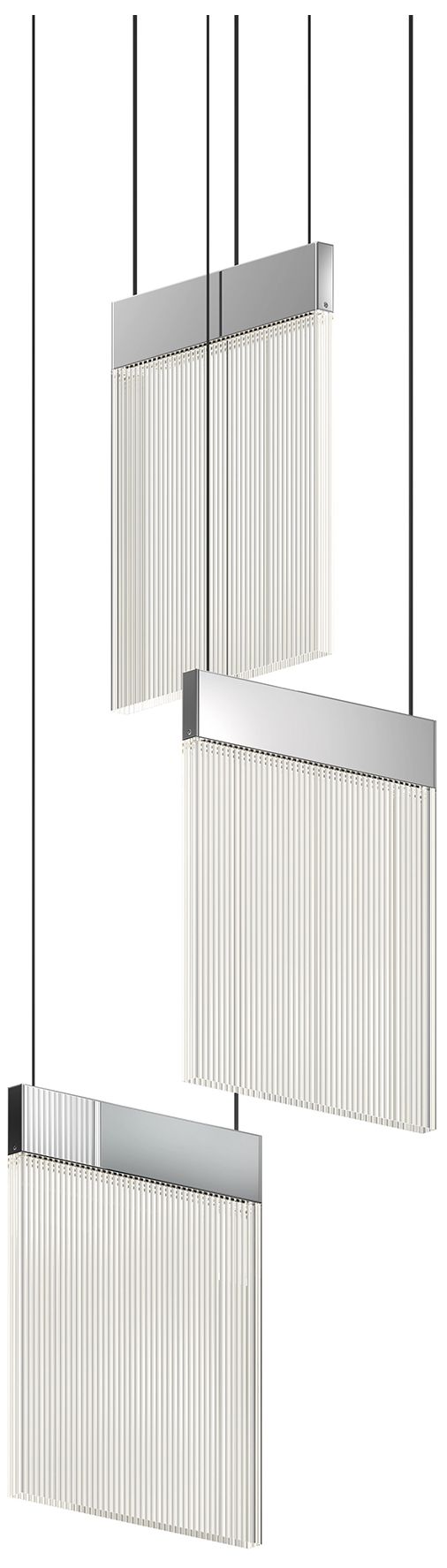 V Panels 8.75" Wide 3 Light Polished Chrome Pendant