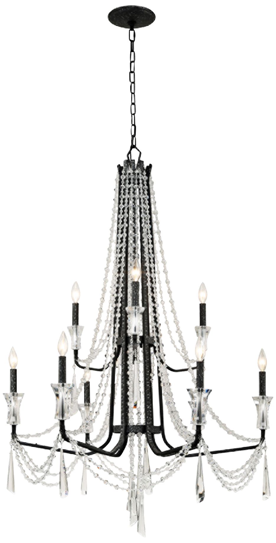 Varaluz Barcelona 34 1/2"W Onyx Crystal 9-Light Chandelier