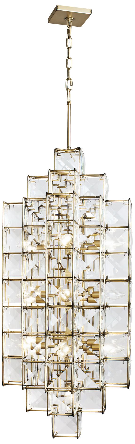 Varaluz Cubic 18 1/2"W Calypso Gold w/ Crystal Foyer Pendant